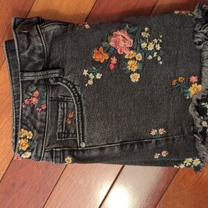 Driftwood distressed and embroidered shorts